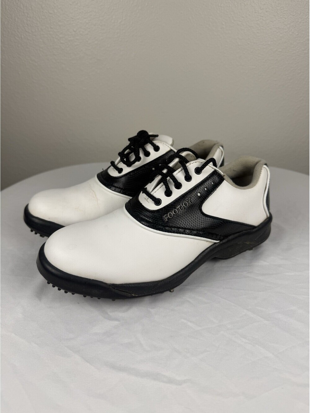 FootJoy GreenJoys Golf Shoes Womens 7M White Black Softspikes Waterproof 48419